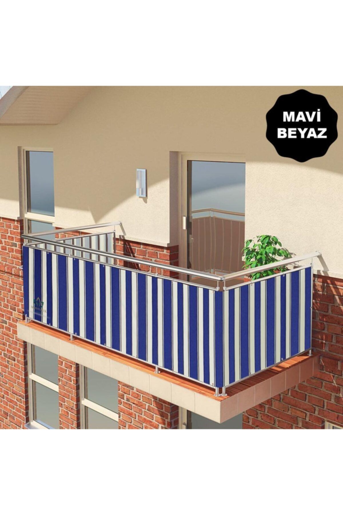 ALTINPAMUK Balkon Demiri Perdesi Korkuluk Perdesi Her Ölçüde Boy X En Metal Halkalı Mavi Beyaz